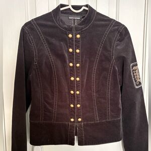 DKNY Women's Black Velvet Jacket w/Gold Buttons Soldier Army Equestrian  Size L